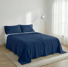 Navy Blue Basic cotton flat sheet