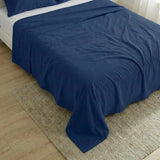Basic Cotton Flat Sheet, Navy Blue