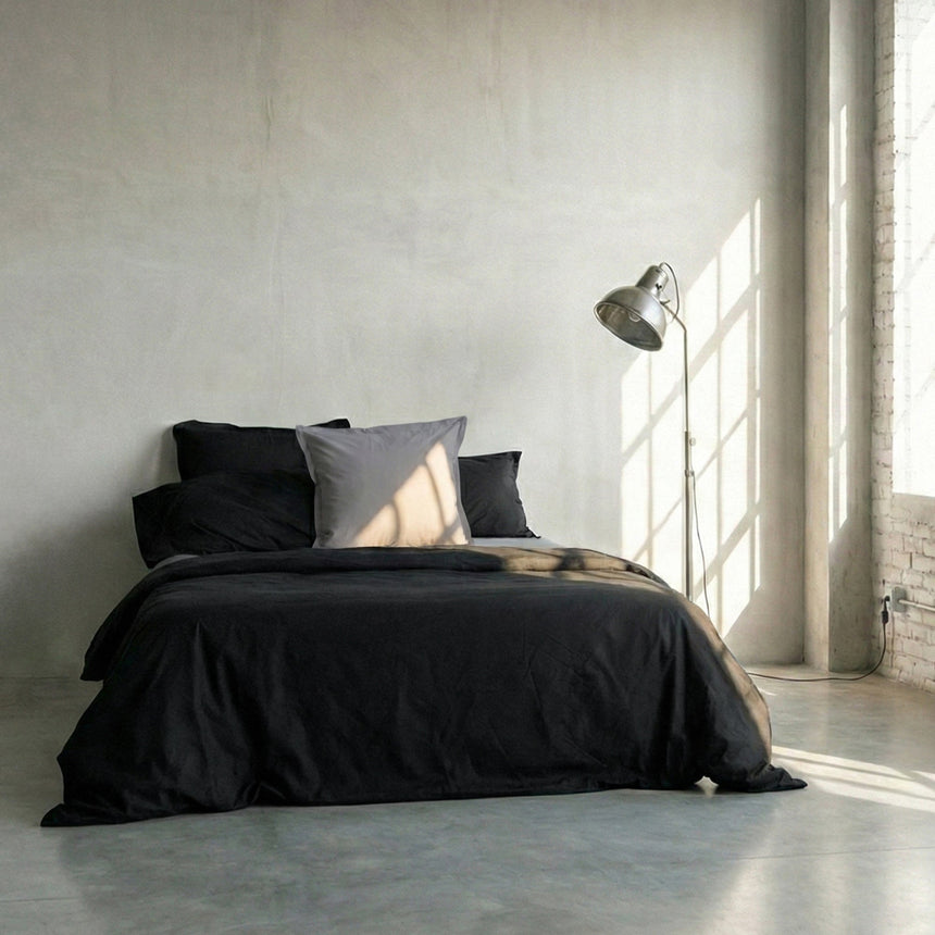 Black Basic cotton duvet cover