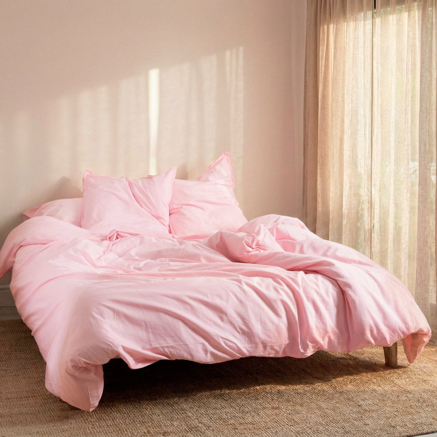 Pale Pink Basic cotton duvet cover