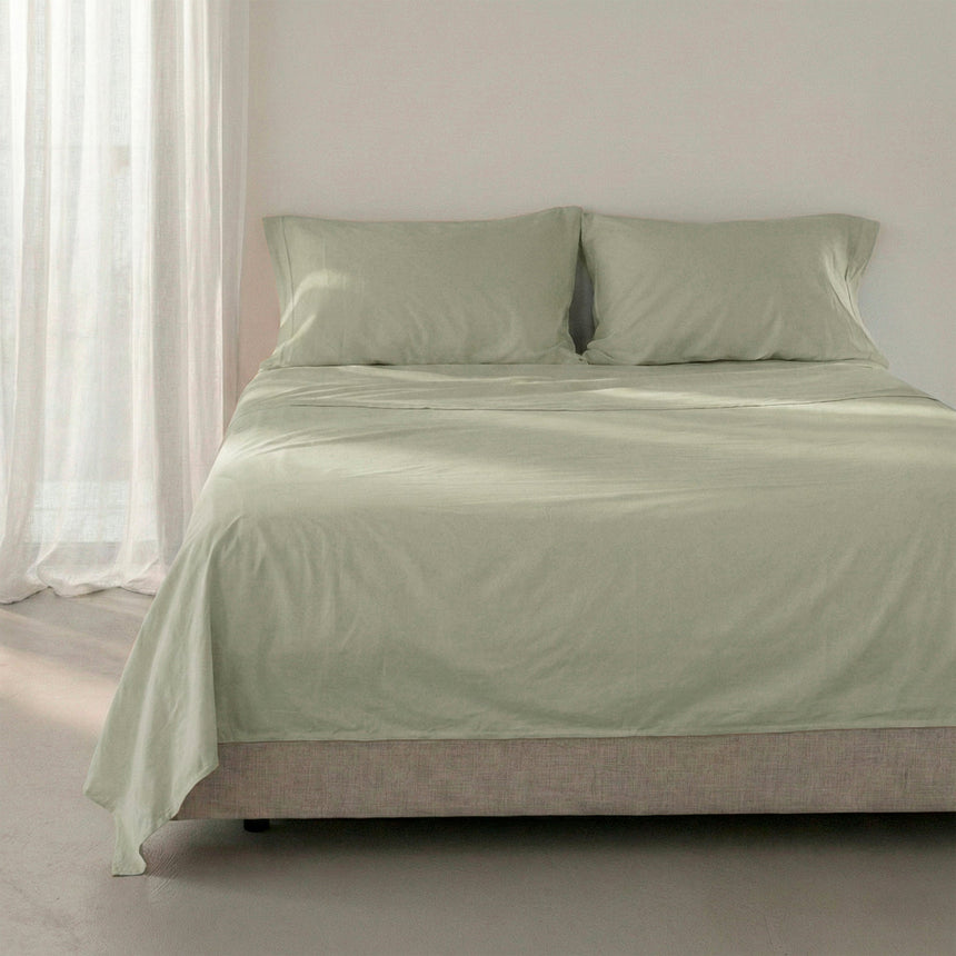 Basic Cotton Flat Sheet, Clay Beige