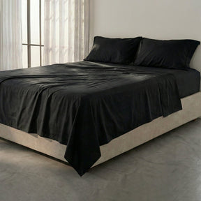 Black basic cotton flat sheet