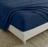 Basic Cotton Fitted Sheet, Navy Blue