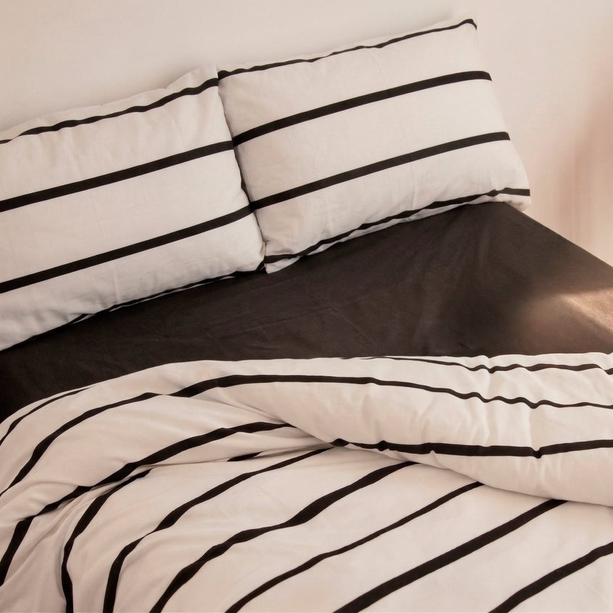 Blush Sand Cotton Pillowcase, White and Black
