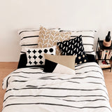 Blush Sand Cotton Pillowcase, White and Black