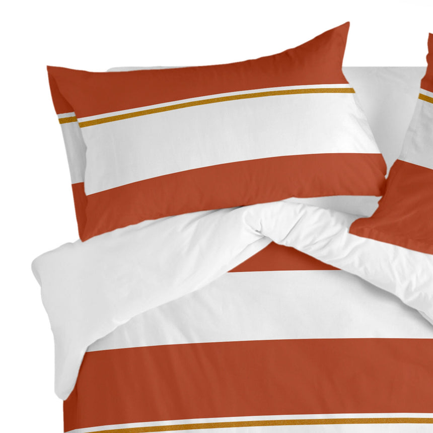 Golden Lands Striped Cotton Pillowcase, Brown
