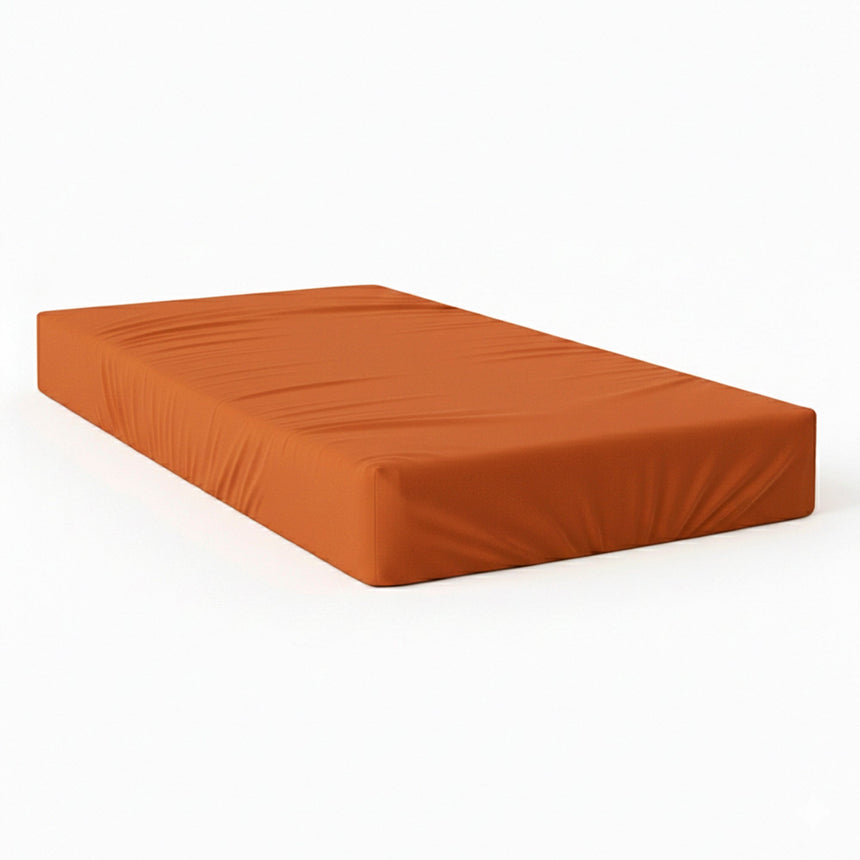 Basic Cotton Fitted Sheet, Terracotta