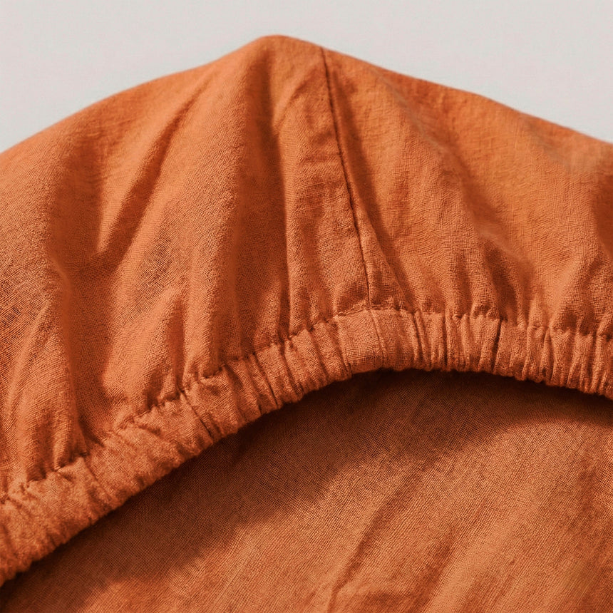 Basic Cotton Fitted Sheet, Terracotta