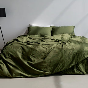 Olive Green Basic cotton duvet cover