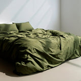 Basic Cotton Duvet Cover, Olive Green
