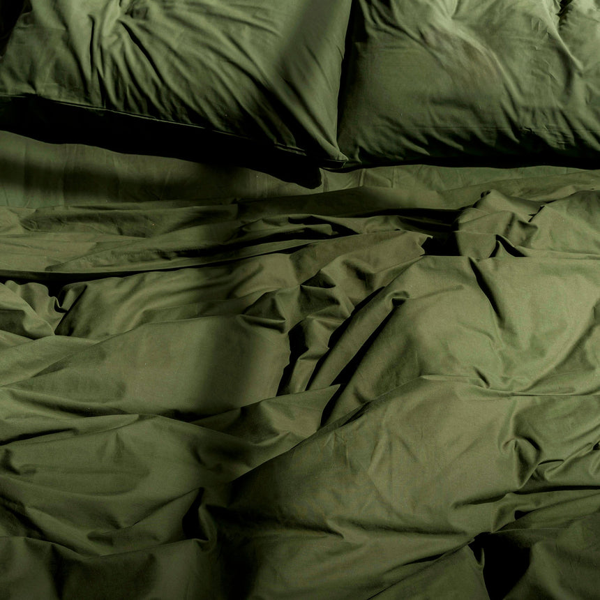 Basic Cotton Duvet Cover, Olive Green