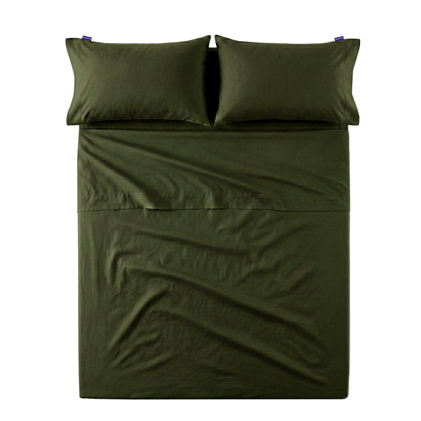 Basic Cotton Flat Sheet, Olive Green