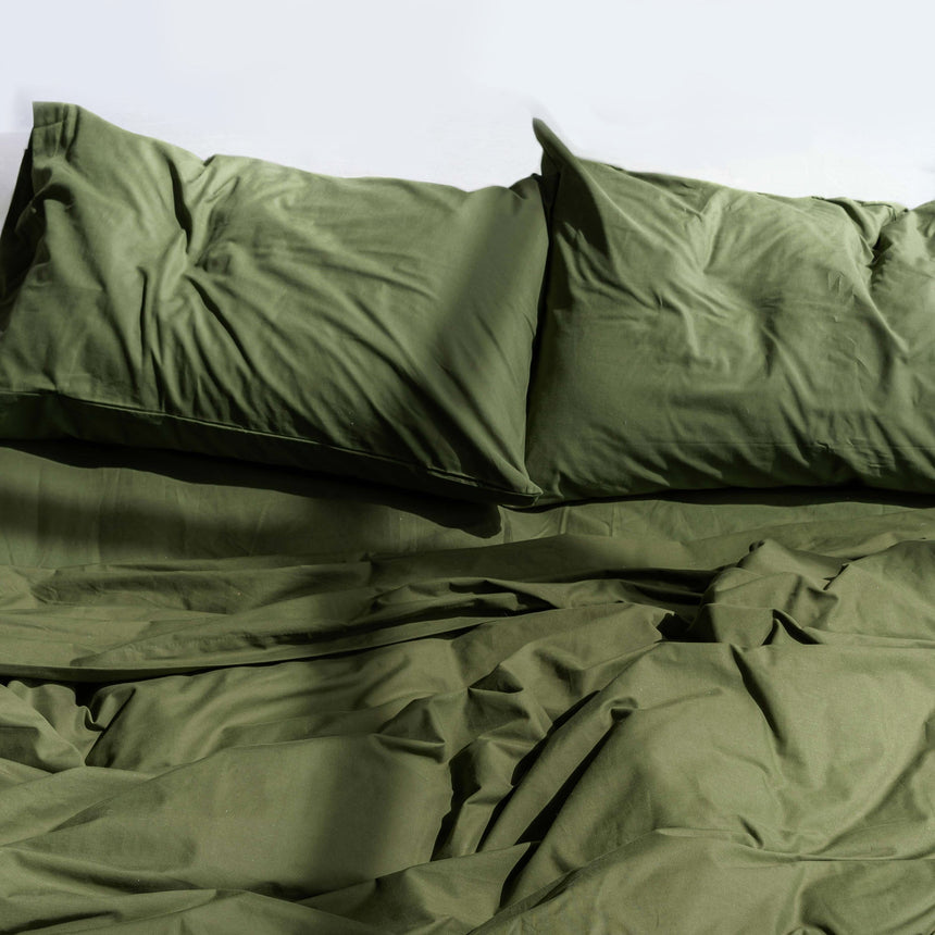 Basic Cotton Pillowcase, Olive Green