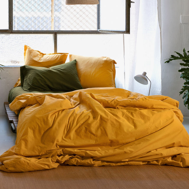 Mustard Basic cotton duvet cover