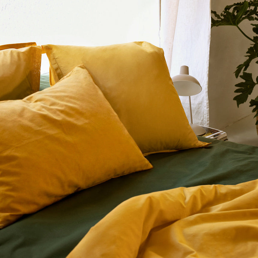 Basic Cotton Pillowcase, Mustard