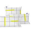White pillowcase with a thin black grid and yellow bars