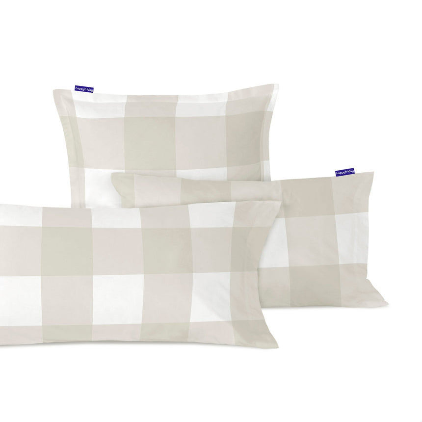 Beige and white gingham check pillowcases