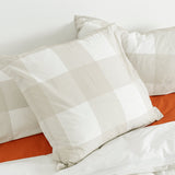 Gingham Cotton Pillowcase, Beige