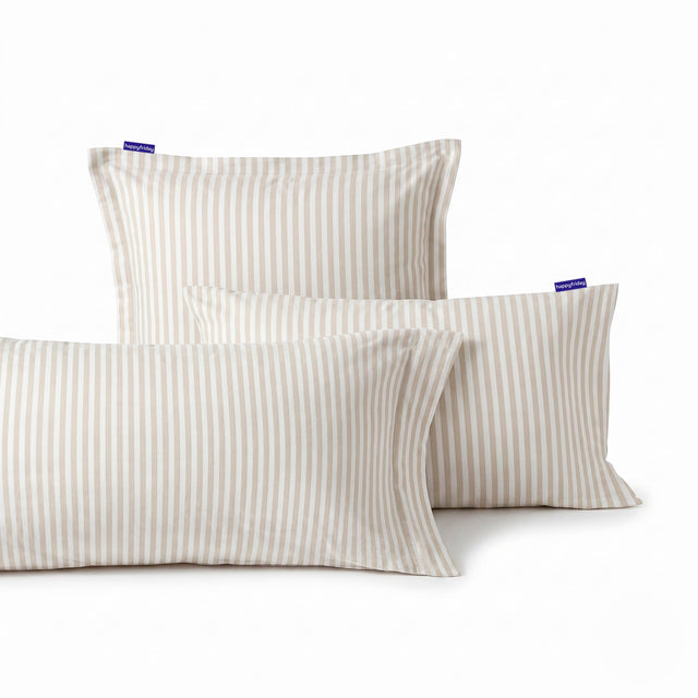 Pillowcases with fine beige and white stripes