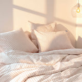 Layering Striped Cotton Pillowcase, Beige