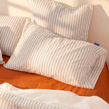 Layering Striped Cotton Pillowcase, Beige