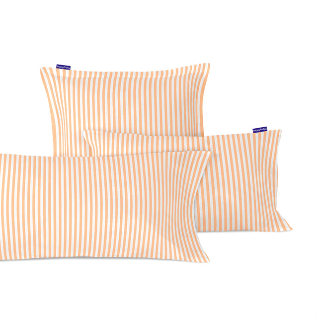 Pillowcases with fine pink and orange stripes
