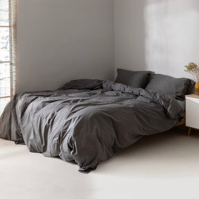Dark Grey Basic cotton duvet cover