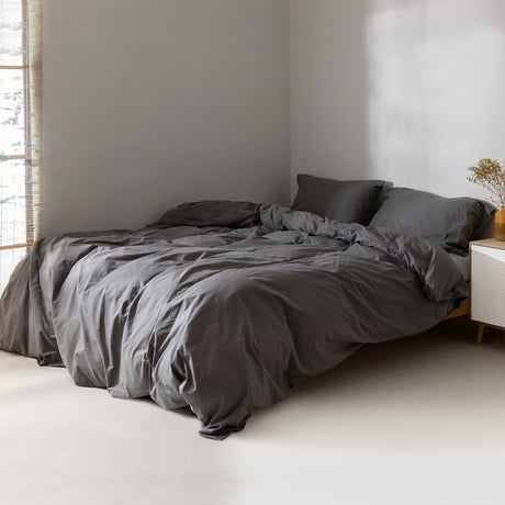 Dark Grey Basic cotton duvet cover