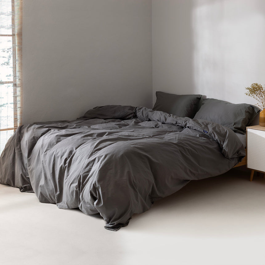 Dark Grey Basic cotton duvet cover