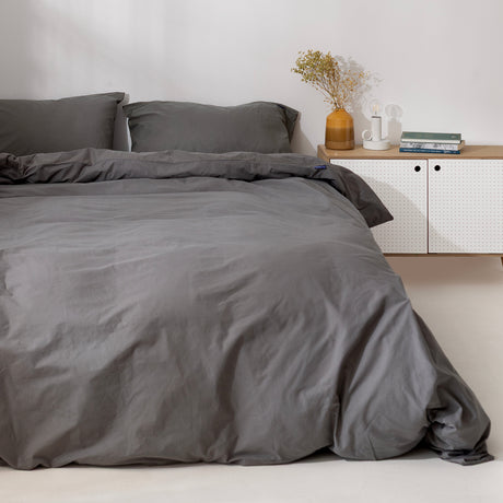 Basic Cotton Duvet Cover, Dark Grey