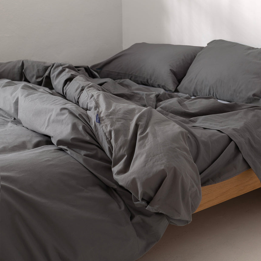 Basic Cotton Duvet Cover, Dark Grey