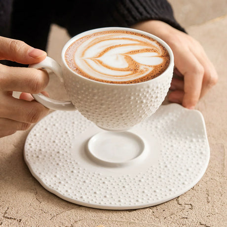 Sesame Texture Ceramic Cup and Saucer, 164 ml