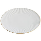 Pleated White Porcelain Plate with Gold Rim