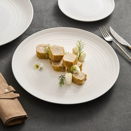 Line Texture Matte Ceramic Dinner Plate