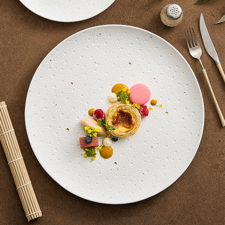 Dotted Porcelain Dinner Plate with Gold Dots