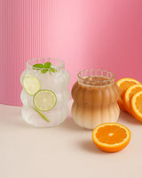 Bubble Glass Cup with Glass Straw