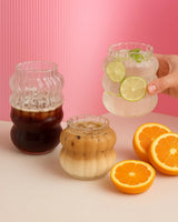 Bubble Glass Cup with Glass Straw