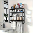 Black wall-mounted storage rack with hanging rod