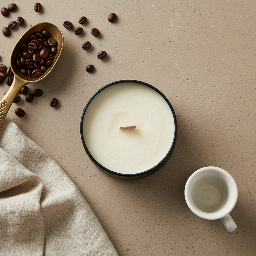 Candle Cedar & Leather / Black Coffee – Black Tin