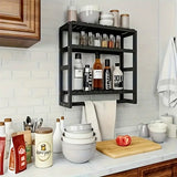 Wall-Mounted Storage Rack with Rod, Black