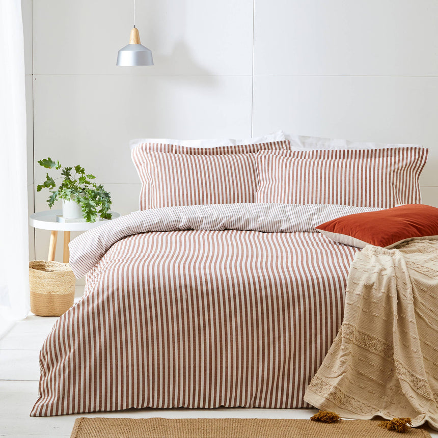 Duvet Cover Hebden Mélange Stripe – Pecan
