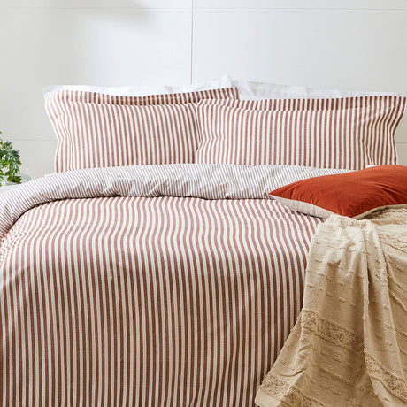 Duvet Cover Hebden Mélange Stripe – Pecan