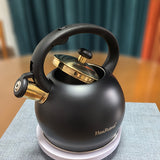 Whistling Stovetop Kettle, 3 l, Black and Gold