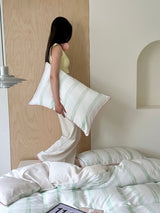 Elegant Coastal Pastel Stripe Silky Smooth Tencel Lyocell Duvet Cover Set -  Queen Size