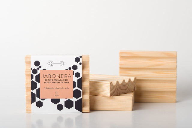 Handmade pine soap dish with draining slots