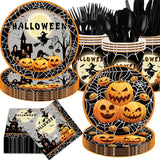 Halloween Paper Party Tableware Set, 140 Pieces