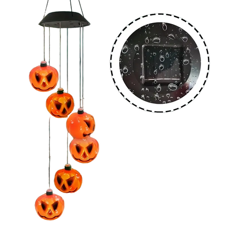 Solar Pumpkin Wind Chime Lights, 6 Pumpkins