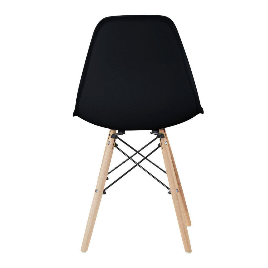 Molded Shell Dining Chairs, Wood Legs, Set of 4, Black