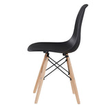 Molded Shell Dining Chairs, Wood Legs, Set of 4, Black
