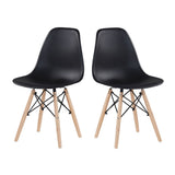 Molded Shell Dining Chairs, Wood Legs, Set of 4, Black